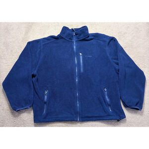Vintage LL Bean Fleece Jacket Mens Full Zip 90s Blue Made in USA Size 2XL